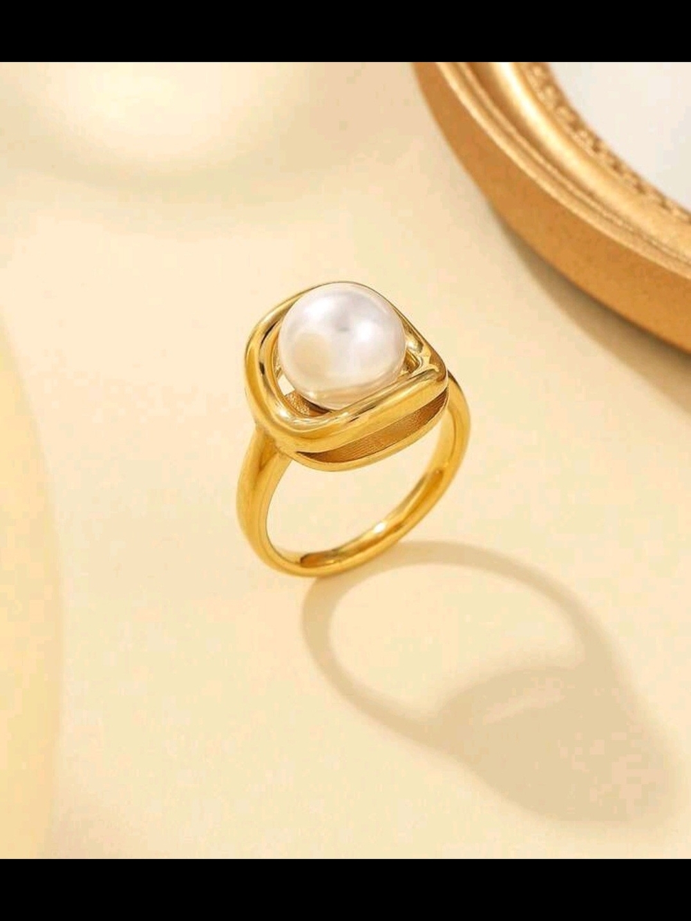 Gold Pearl Statement Ring - Classic Women's Jewelry